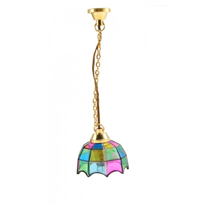 Melody Jane Puppenhaus Hänge-Lampe Pearl Drop Schirm – 12V Elektrische Deckenleuchte, Maßstab 1:12, Ca. 70 Mm Hoch