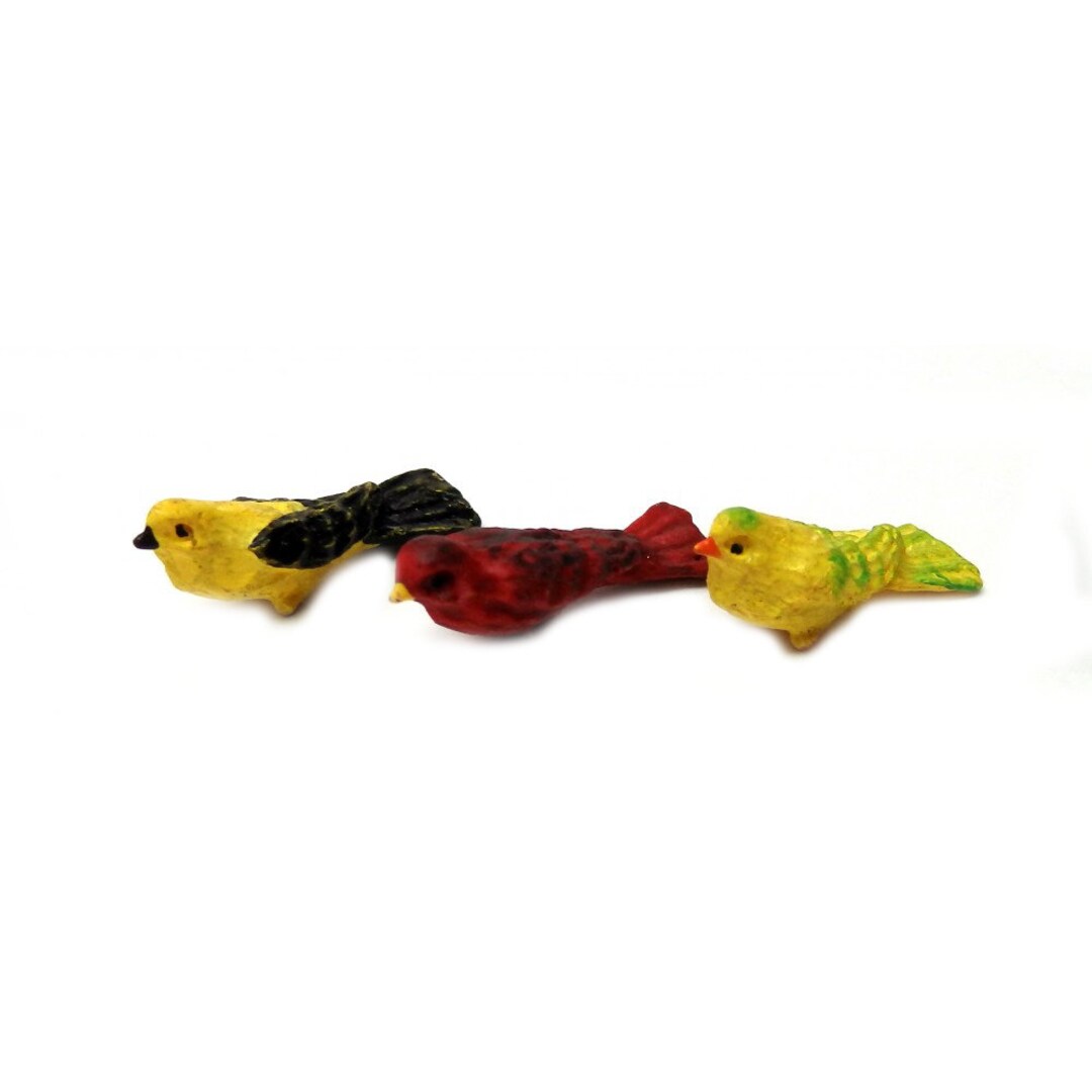 Melody Jane Dollhouse Miniature Set - 3 Wild Birds Garden Aviary Accessory (1:12 Scale Resin Figurines)