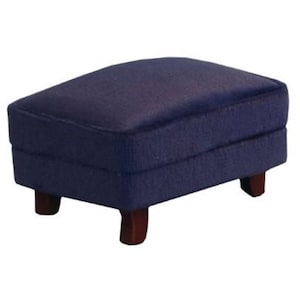 Dolls House Modern Royal Blue Footstool Pouffe Ottoman Living Room Furniture