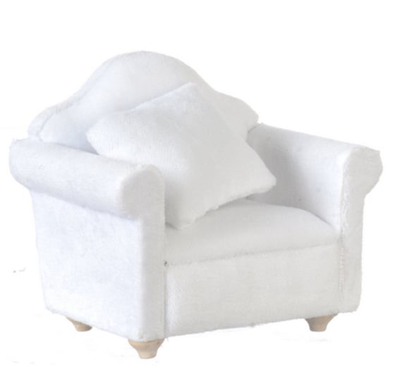 Puppenhaus Weiß Velour Sessel Moderne Miniatur Wohnzimmer Möbel