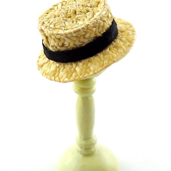 Dolls House Gentleman's Straw Boater Mans Hat Miniature Hand Made