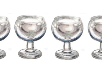 Dolls House 4 Large Red Wine Glasses 1:24 Half Inch Scale Dining Room Accessory