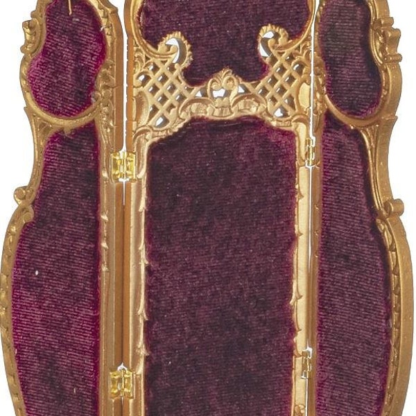 Paravent maison de poupées Louis XV rococo baroque rouge miniature JBM Furniture