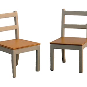 Dolls House 2 Grey & Pine Dining Chairs Modern Miniature Kitchen Furniture
