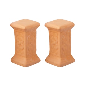 Dolls House 2 Terracotta Pedestals Miniature Garden Plant Accessory 1:12