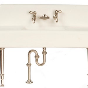 Dolls House Miniature Unassembled 1:12 Porcelain Chrome Victorian Kitchen Sink