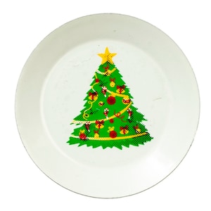 Dolls House Christmas Tree Plate Miniature Kitchen Dining Room Table Accessory