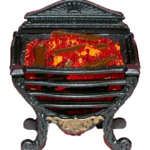Dolls House Georgian Glowing Log Fire Light up Miniature Fireplace Accessory 12V