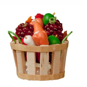 Dolls House Harvest Bushel Basket of Vegetables Miniature Fruit Shop Accessory
