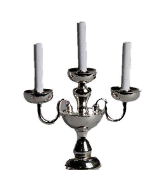 Dolls House Arm Candlestick Silver Candelabra Table Lamp 12V Electric  Lighting