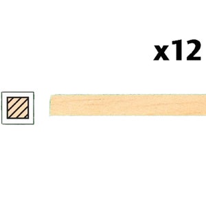 Casa delle bambole in legno, lunghezze 24 x 1/8", strisce di legno 610 x 3 mm, confezione da 12