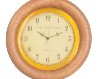 Casa de muñecas Redonda Luz Roble Reloj de pared de madera Miniatura 1:12 Accesorio