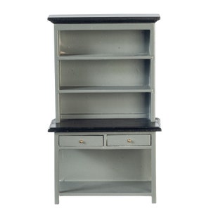 Dolls House Dresser Grey &amp; Black Hutch Miniature Kitchen Dining Room Furniture