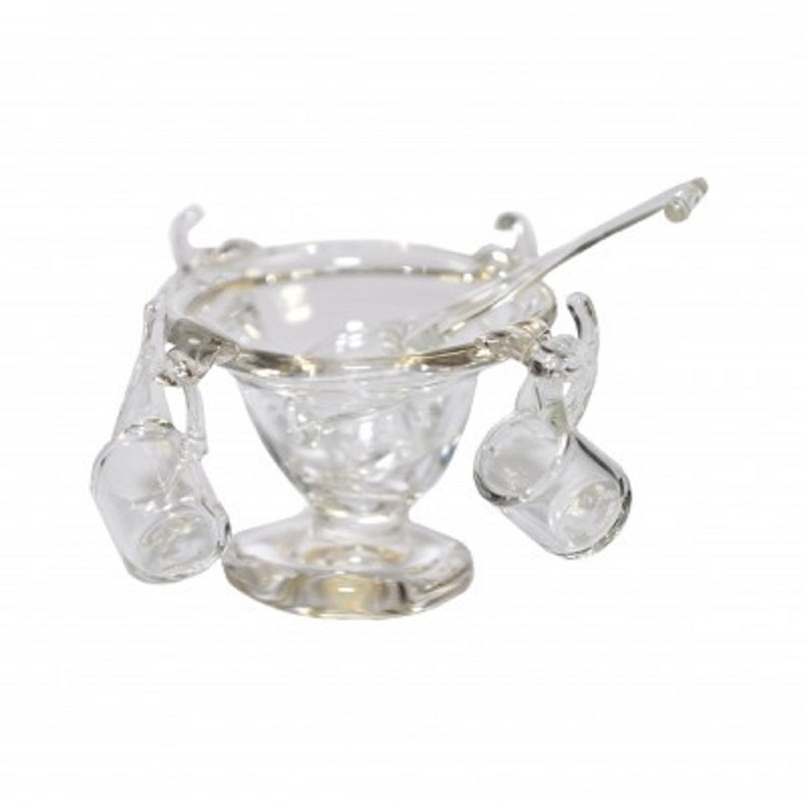 Dolls House Punch Bowl Mugs & Ladle Glass Miniature Dining Table ...