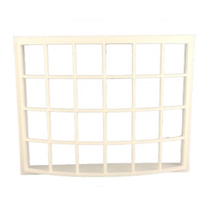 Dolls House White Plastic Georgian Bay Bow Window 24 Pane 1:24 Scale