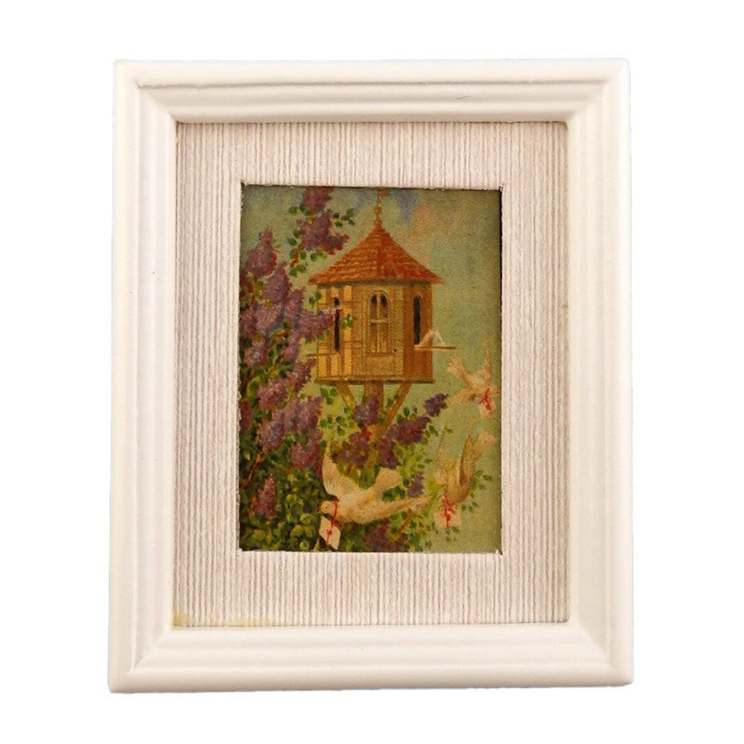 Melody Jane Miniature Dovecote Picture Painting - 1:12 Scale Dollhouse Accessory, White Frame - View #7