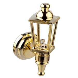 Puppenhaus Miniatur 1:12 Beleuchtung LED Batterie Licht Messing Außen Laterne Lampe