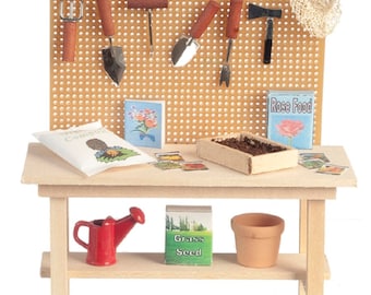 Melody Jane Dollhouse Potting Bench - 1:12 Scale Miniature Garden Furniture