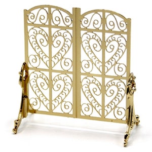 Dolls House Miniature Fireplace Accessory Ornate Victorian Fire Screen Guard