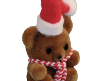 Casa de muñecas Brown Flock Oso de peluche navideño Juguete en miniatura Accesorio para guardería