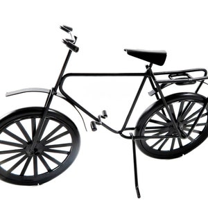Dolls House Adults Black Bike Bicycle with Luggage Rack Miniature Accessory
