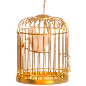Dolls House Brass Birdcage With Bird Miniature 1:12 Victorian Pet Accessory