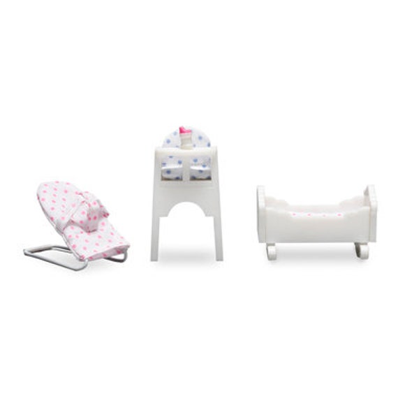 Lundby Smaland 1 18 Highchair Crib Chair Set Dolls House Nursery Baby Furniture Etsy UK