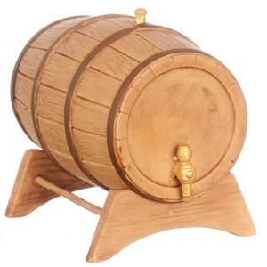 Dolls House Miniature Pub Furniture Large Wine Beer Barrel on Stand with Tap