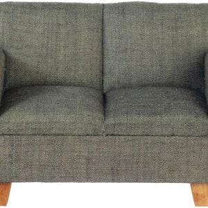 Dockhus Grå Tyg Loveseat 2-sitssoffa Moderna Vardagsrumsmöbler 1:12