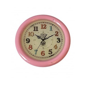 Dolls House Large Pink French Wall Clock Round Miniature Living Room Accessory