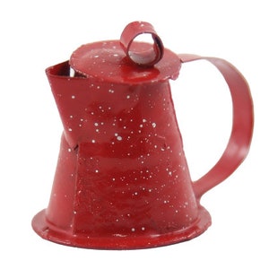 Dolls House Red Spotted Spatterware Teapot Kettle Hot Pot Kitchen Accessory