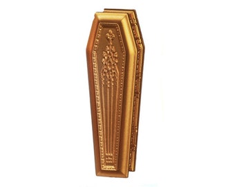 Dolls House Gold Coffin JBM Miniature Church Funeral Halloween Accessory 1:12