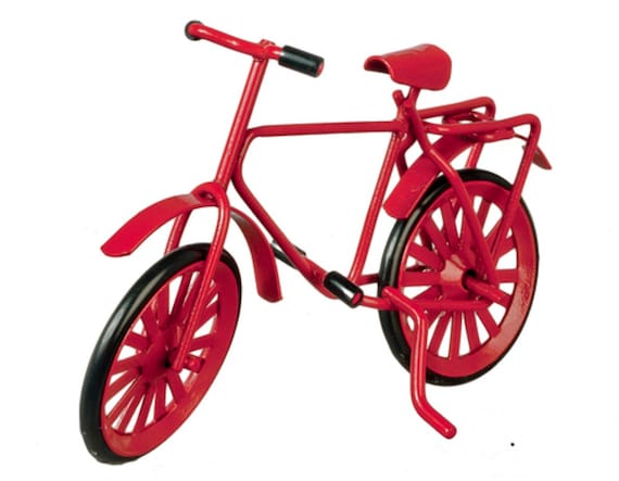 Dolls House Red Metal Bicycle Bike 