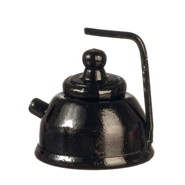 Maison de poupées Bouilloire noire Métal Accessoire de cuisine Miniature 1:12 Échelle