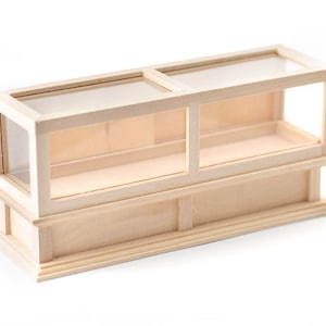 Dolls House Bare Wood Double Display Case Store Counter Shop Fitting Furniture