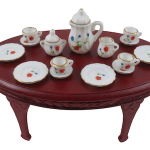 Dolls House Wild Flower Dinner Tea Set Porcelain Miniature Dining Accessory 1:12