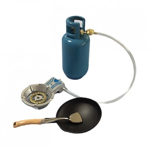 Dolls House Gas Bottle &amp; Camping Stove Miniature 1:12 Garden Barbecue Accessory