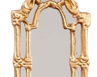 Espejo De Pared Victoriano Barroco En Miniatura 1:12 | Accesorio De Resina Y Cristal Para Casas De Muñecas, 65x110 Mm