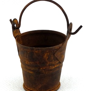 Dolls House Old Metal Tin Bucket Miniatuur 1:12 Accessoire Aged Rusty Coloured