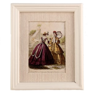 Dolls House Winter Fashion Plate Painting in White Frame Accessory Picture
