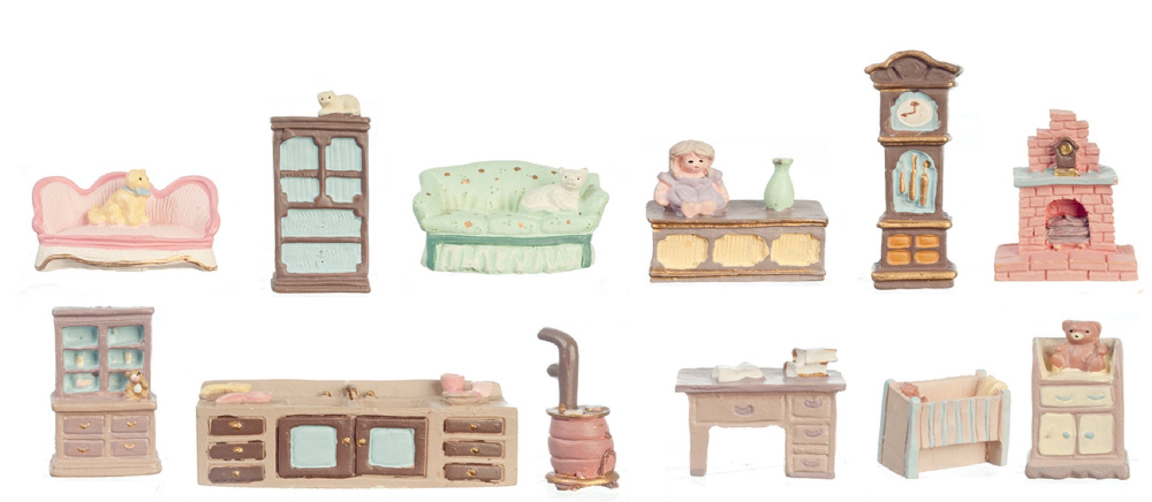 Dolls House 12 Piece Furniture Set Mini Miniatures 148 Scale Etsy