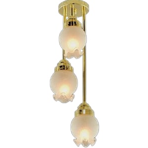 Dolls House 3 Drop Pendant Light with Frosted Tulip Shades Electric 12V Lighting