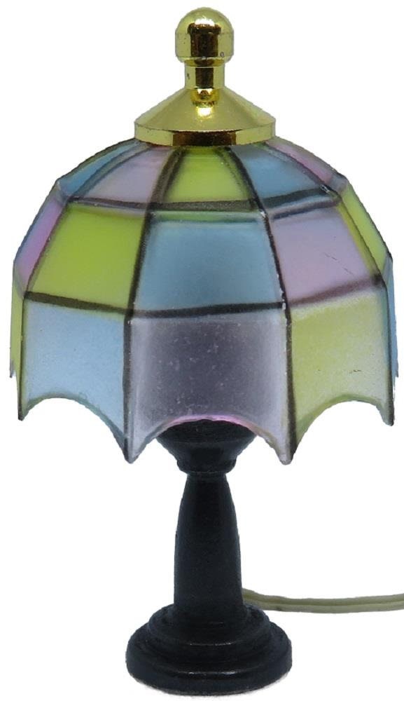 Dolls House Black Lamp Coloured Tiffany Shade Miniature 12V Electric Lighting