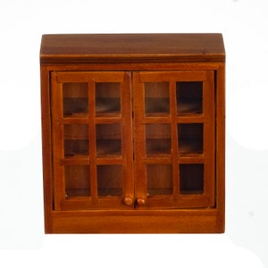 Dolls House Walnut Double Wall Cabinet Display Unit 1:12 Kitchen Furniture