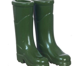 Dolls House Green Wellington Boots Wellies 1:12 Garden Accessory