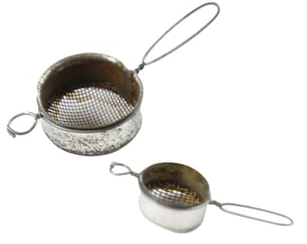 Dolls House Silver Metal Sieve Woven Wire Mesh Strainers Kitchen Accessory