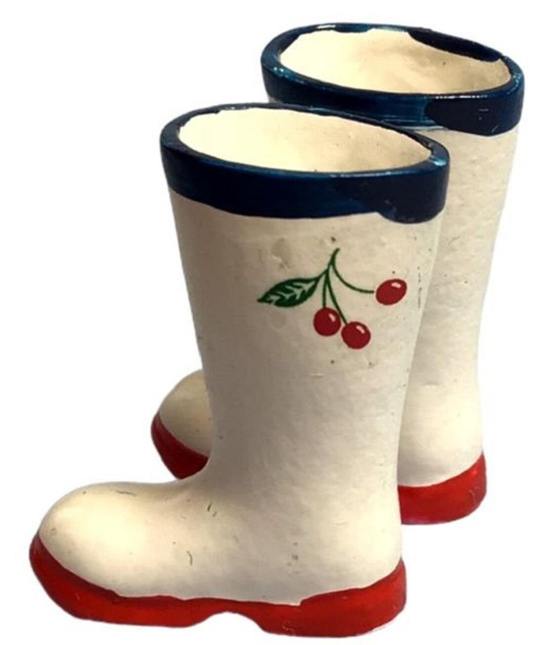 Wellsie Dolls House White Wellington Boots Cherry Wellies Outdoor Garden ...