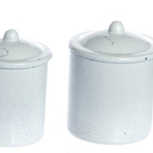 Dolls House Plain White Canister Storage Jar Set 4 Miniature Kitchen Accessory 