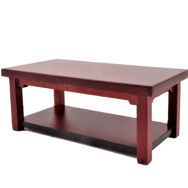 Dolls House Modern Mahogany Coffee Table w Magazine Shelf Living Room Furniture