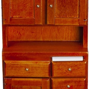 Dolls House Walnut Flour Cabinet Hutch Miniature Kitchen Pantry Furniture 1:12